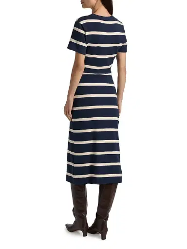 Tanya Taylor Women's Cody Striped Short-Sleeve Dress - Maritime Blue Cream Stripe | Thumbnail 5 Tanya Taylor Women's Cody Striped Short-Sleeve Dress - Maritime Blue Cream Stripe | Thumbnail 5
