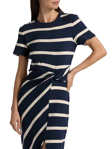 Tanya Taylor Women's Cody Striped Short-Sleeve Dress - Maritime Blue Cream Stripe | Thumbnail 6 Tanya Taylor Women's Cody Striped Short-Sleeve Dress - Maritime Blue Cream Stripe | Thumbnail 6