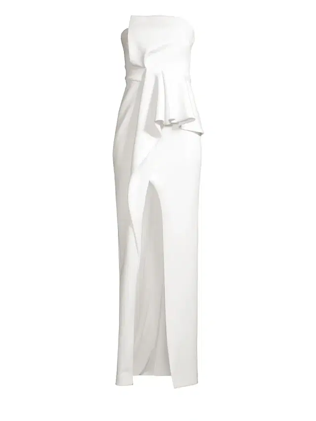 Black Halo Women's Jonas Asymmetrical Draped Gown - Whip Cream