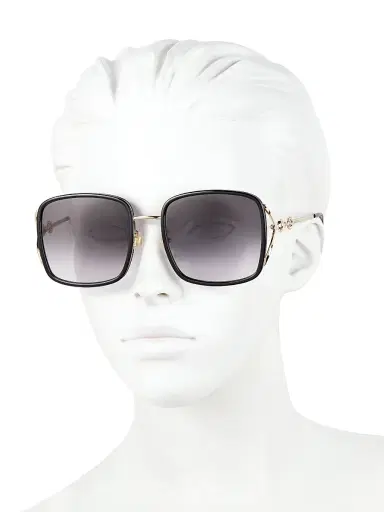 Gucci Women's Horsebit 58MM Square Sunglasses - Shiny Black | Thumbnail 4