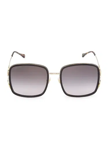 Gucci Women's Horsebit 58MM Square Sunglasses - Shiny Black | Thumbnail 1