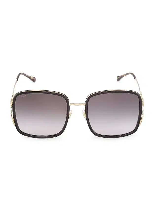 Gucci Women's Horsebit 58MM Square Sunglasses - Shiny Black