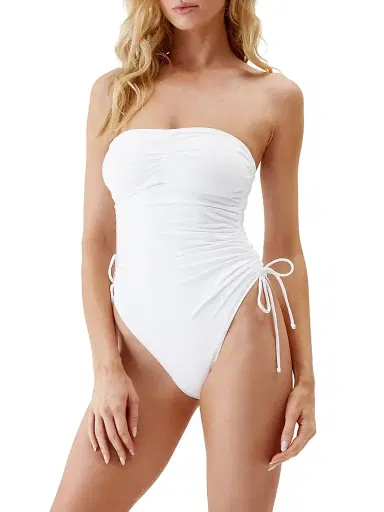 Melissa Odabash Women's Sydney Ruched Bandeau One-Piece Swimsuit - White | Thumbnail 2