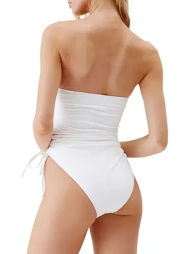 Melissa Odabash Women's Sydney Ruched Bandeau One-Piece Swimsuit - White | Thumbnail 3