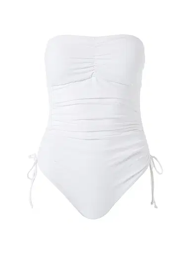 Melissa Odabash Women's Sydney Ruched Bandeau One-Piece Swimsuit - White | Thumbnail 1