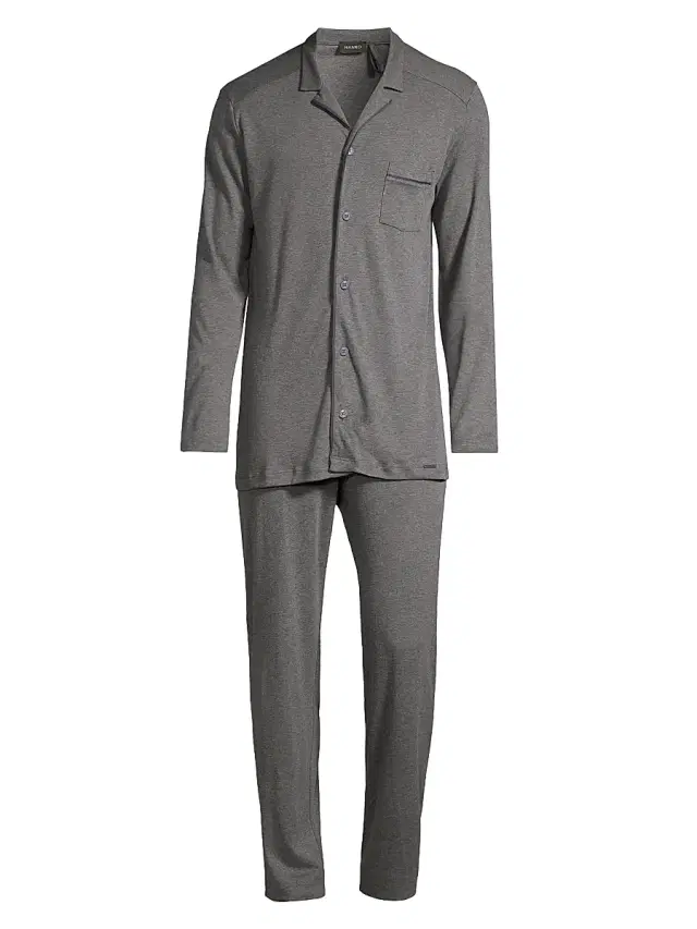 Men's Basic Piped 2-Piece Long Pajama Set - Deep Navy