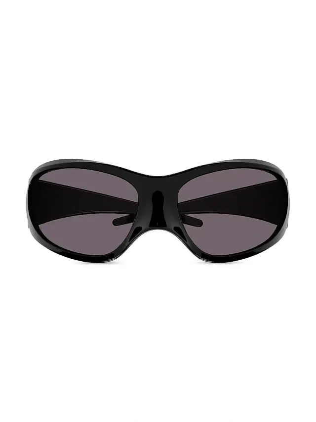Balenciaga Women's Skin 80MM Oval Shield Sunglasses - Black