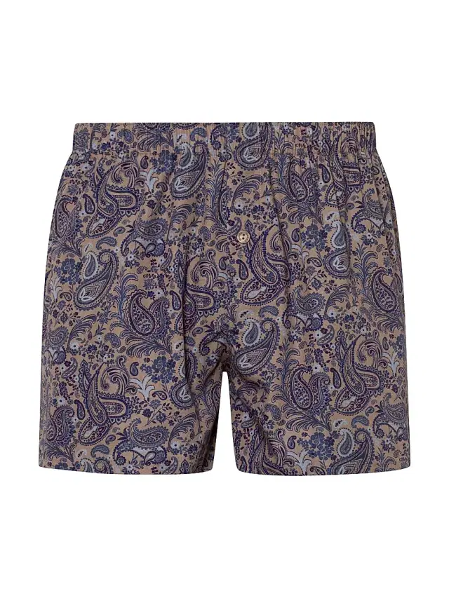 Men's Fancy Woven Cotton Boxer Shorts - Sandy Paisley
