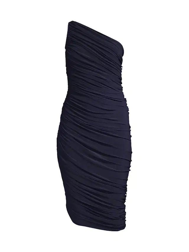 Norma Kamali Women's Diana Ruched One-Shoulder Midi-Dress - True Navy