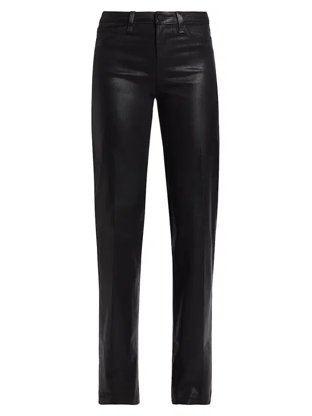 Women's Clayton Coated High-Rise Straight-Leg Jeans - Noir Coated