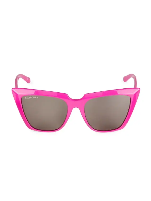 Balenciaga Women's 55MM Squared Cat-Eye Sunglasses - Shiny Fuchsia