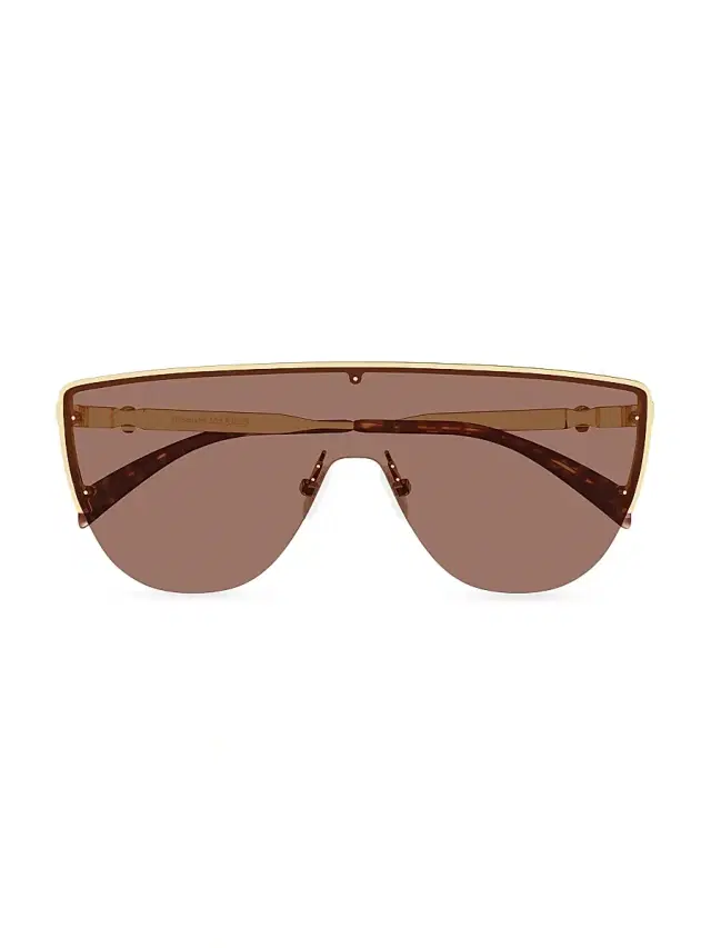 McQueen Women's Floating Skull 99MM Metal Mask Sunglasses - Gold Havana Brown