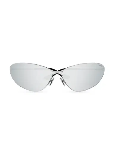 Balenciaga Women's Razor 93MM Wrap Sunglasses - Silver Grey | Thumbnail 2