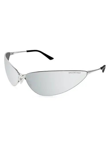 Balenciaga Women's Razor 93MM Wrap Sunglasses - Silver Grey | Thumbnail 1