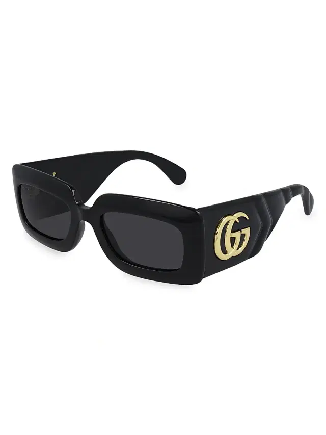 Gucci Women's 53MM Rectangular Sunglasses - Black Black Grey