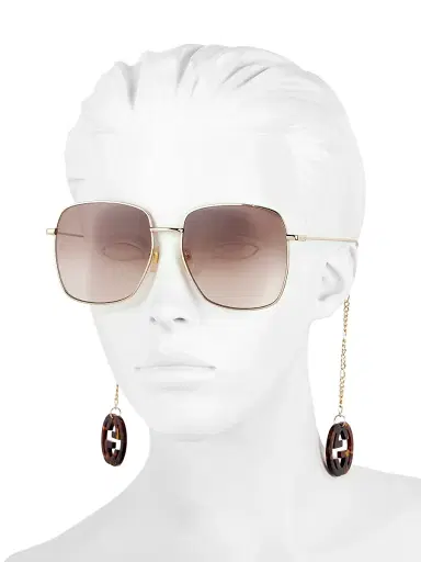 Gucci Women's Pure Metal 59MM Square Sunglasses - Shiny Gold | Thumbnail 4 Gucci Women's Pure Metal 59MM Square Sunglasses - Shiny Gold | Thumbnail 4