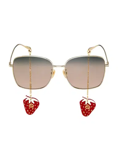 Gucci Women's Pure Metal 60MM Square Sunglasses - Gold | Thumbnail 4 Gucci Women's Pure Metal 60MM Square Sunglasses - Gold | Thumbnail 4
