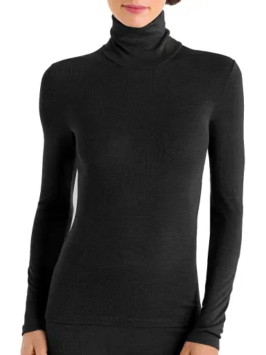 Hanro Women's Wool & Silk Turtleneck Pullover - Black - Size Large | Thumbnail 3