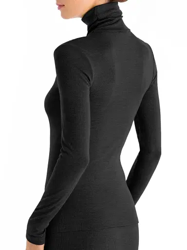 Hanro Women's Wool & Silk Turtleneck Pullover - Black - Size Large | Thumbnail 4
