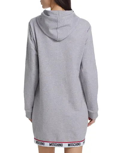 Moschino Women's Hooded Logo-Tape Minidress - Grey | Thumbnail 5 Moschino Women's Hooded Logo-Tape Minidress - Grey | Thumbnail 5