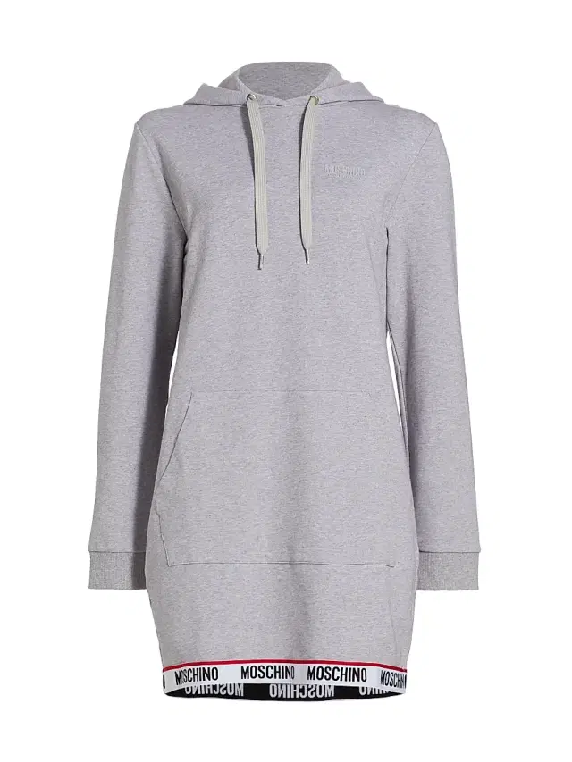 Women's Hooded Logo-Tape Minidress - Grey