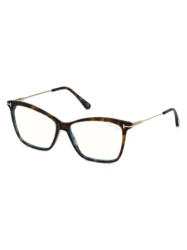 TOM FORD Women's 56MM Square Blue Filter Eyeglasses - Dark Havana | Thumbnail 2