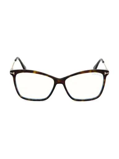 TOM FORD Women's 56MM Square Blue Filter Eyeglasses - Dark Havana | Thumbnail 1