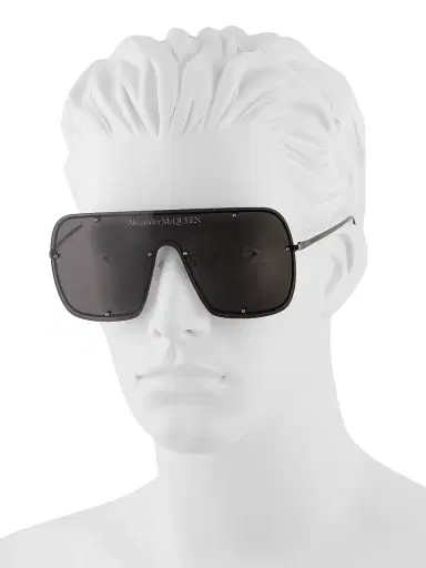 Alexander McQueen Women's Studs 99MM Mask Sunglasses - Rutenium | Thumbnail 4 Alexander McQueen Women's Studs 99MM Mask Sunglasses - Rutenium | Thumbnail 4