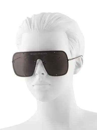 Alexander McQueen Women's Studs 99MM Mask Sunglasses - Rutenium | Thumbnail 5 Alexander McQueen Women's Studs 99MM Mask Sunglasses - Rutenium | Thumbnail 5