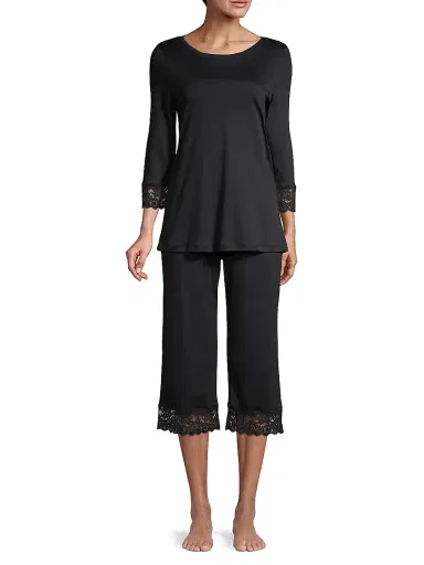 Hanro Women's Two-Piece Moments Pajama Set - Black - Size XL | Thumbnail 3 Hanro Women's Two-Piece Moments Pajama Set - Black - Size XL | Thumbnail 3
