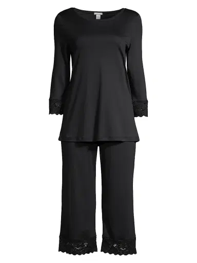 Hanro Women's Two-Piece Moments Pajama Set - Black - Size XL | Thumbnail 1 Hanro Women's Two-Piece Moments Pajama Set - Black - Size XL | Thumbnail 1
