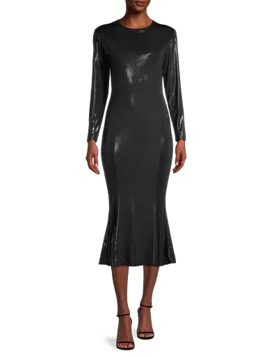 Norma Kamali Women's Metallic Midi Dress - Black | Thumbnail 2
