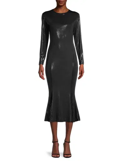 Norma Kamali Women's Metallic Midi Dress - Black | Thumbnail 3