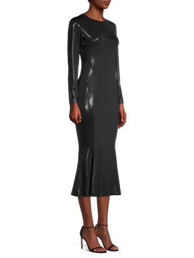 Norma Kamali Women's Metallic Midi Dress - Black | Thumbnail 4