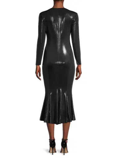 Norma Kamali Women's Metallic Midi Dress - Black | Thumbnail 5