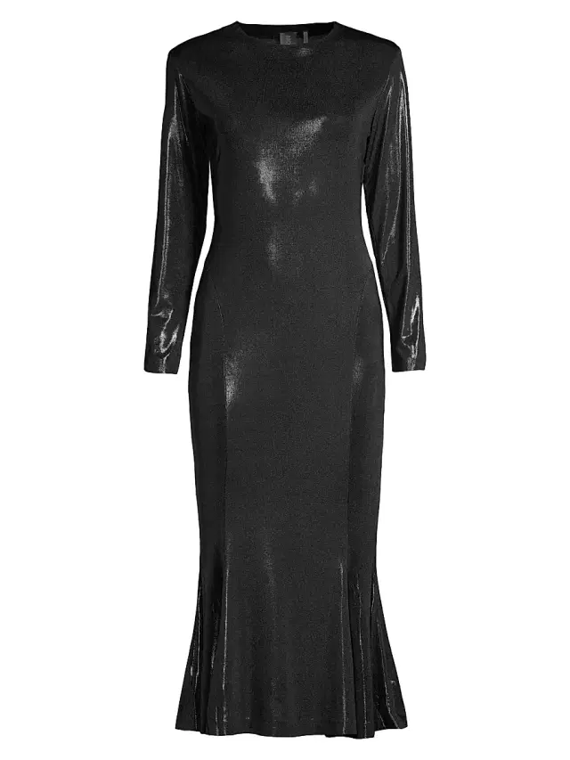 Norma Kamali Women's Metallic Midi Dress - Black