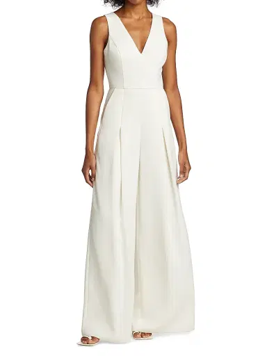 Amsale Women's Crepe Wide-Leg Jumpsuit - Ivory - Size 8 | Thumbnail 3 Amsale Women's Crepe Wide-Leg Jumpsuit - Ivory - Size 8 | Thumbnail 3