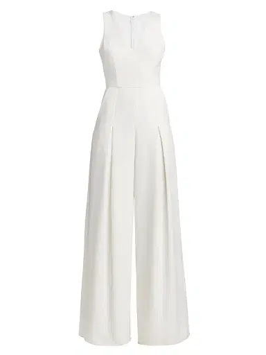 Amsale Women's Crepe Wide-Leg Jumpsuit - Ivory - Size 8 | Thumbnail 1 Amsale Women's Crepe Wide-Leg Jumpsuit - Ivory - Size 8 | Thumbnail 1