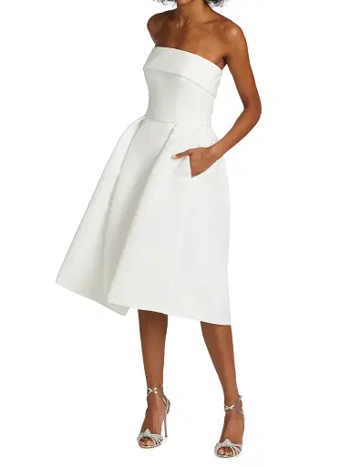 Amsale Women's Faille Fit-&-Flare Midi-Dress - Ivory - Size 14 | Thumbnail 2