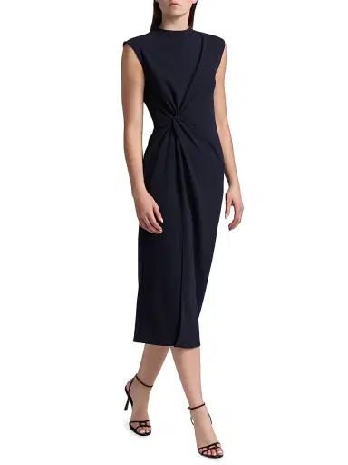 Tanya Taylor Women's Robinella Scuba Crepe Midi-Dress - Maritime Blue | Thumbnail 4 Tanya Taylor Women's Robinella Scuba Crepe Midi-Dress - Maritime Blue | Thumbnail 4