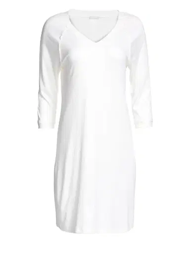 Hanro Women's Pure Essence Three-Quarter Sleeve Gown - Off White - Size XS | Thumbnail 5