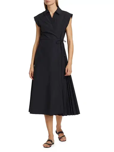 Tanya Taylor Women's Shivon Pintucked Midi-Dress - Black | Thumbnail 2 Tanya Taylor Women's Shivon Pintucked Midi-Dress - Black | Thumbnail 2