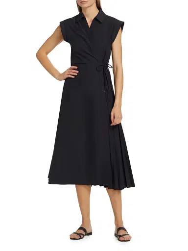 Tanya Taylor Women's Shivon Pintucked Midi-Dress - Black | Thumbnail 3 Tanya Taylor Women's Shivon Pintucked Midi-Dress - Black | Thumbnail 3