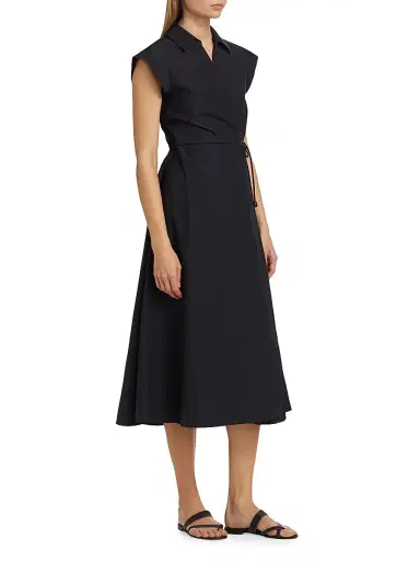 Tanya Taylor Women's Shivon Pintucked Midi-Dress - Black | Thumbnail 4 Tanya Taylor Women's Shivon Pintucked Midi-Dress - Black | Thumbnail 4