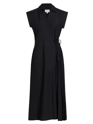 Tanya Taylor Women's Shivon Pintucked Midi-Dress - Black | Thumbnail 1 Tanya Taylor Women's Shivon Pintucked Midi-Dress - Black | Thumbnail 1