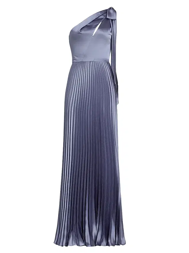 Amsale Women's Satin One-Shoulder Pleated Gown - Slate