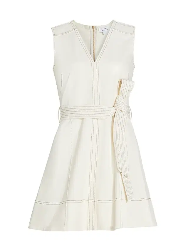 Tanya Taylor Women's Reina Cotton Belted Minidress - Chalk