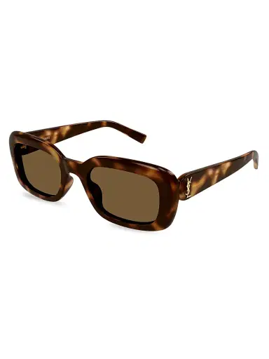 Saint Laurent Women's Monogram Perle Rectangular Sunglasses - Havana | Thumbnail 2