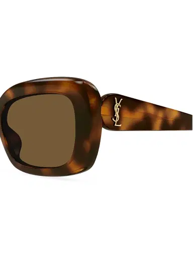 Saint Laurent Women's Monogram Perle Rectangular Sunglasses - Havana | Thumbnail 3