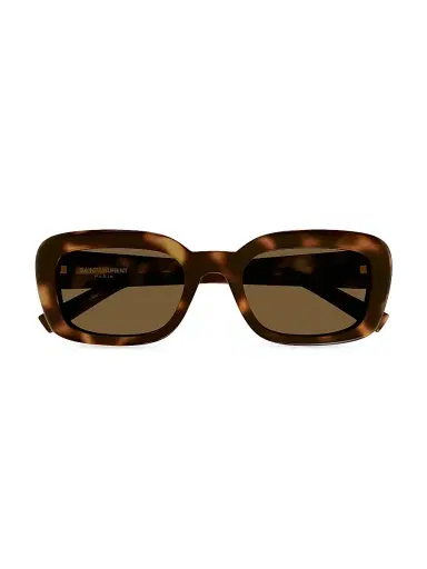 Saint Laurent Women's Monogram Perle Rectangular Sunglasses - Havana | Thumbnail 1